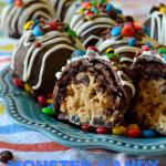 Monster Candy Cookie Dough Brownie Bombs