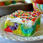 Amazing Rainbow Poke Cake