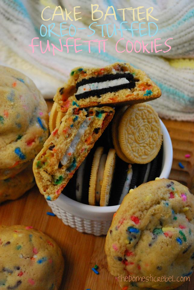 cake batter oreo-stuffed funfetti cookies