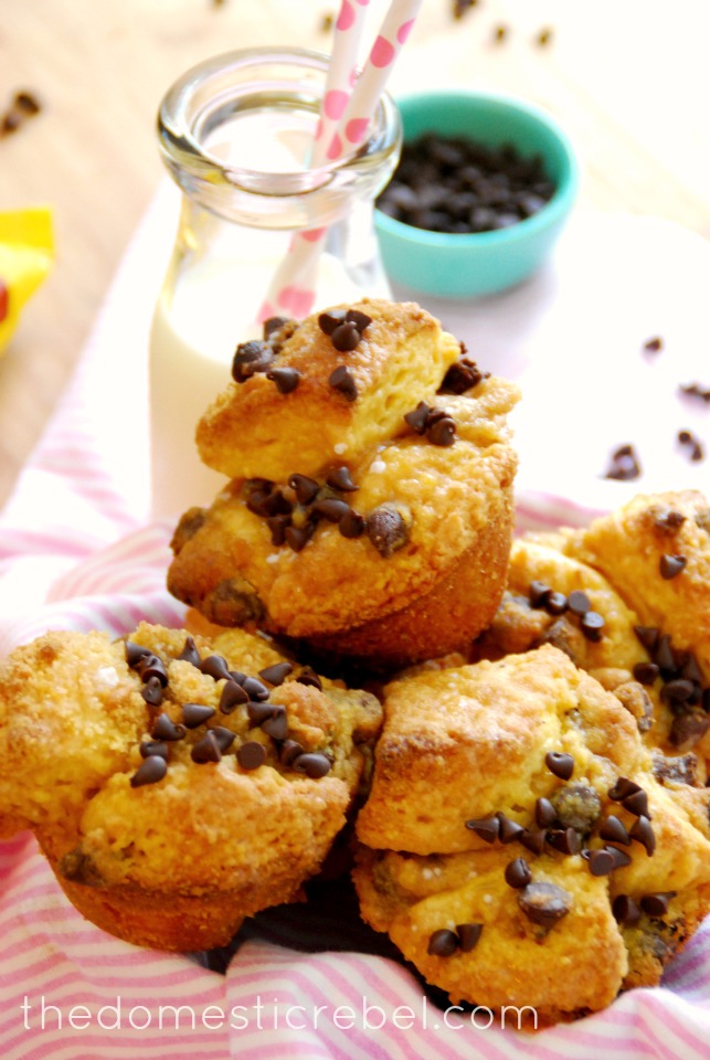 chocolate chip cookie dough monkey bread muffins