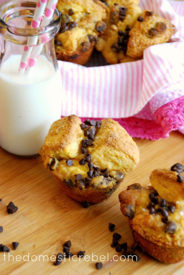 chocolate chip cookie dough monkey bread muffins