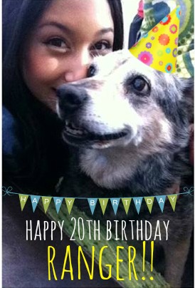 photo of girl with dog celebrating 20th birthday