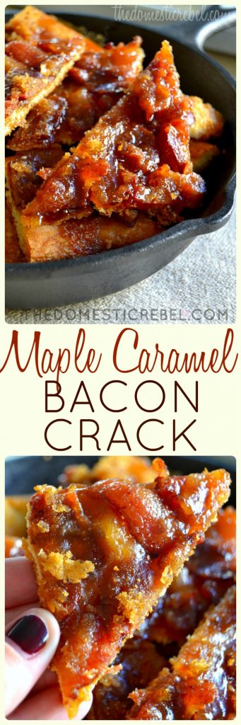 This Maple Caramel Bacon Crack is to-die for! Such an easy, foolproof dessert or appetizer that's loaded with buttery maple caramel and crispy, smoky bacon.