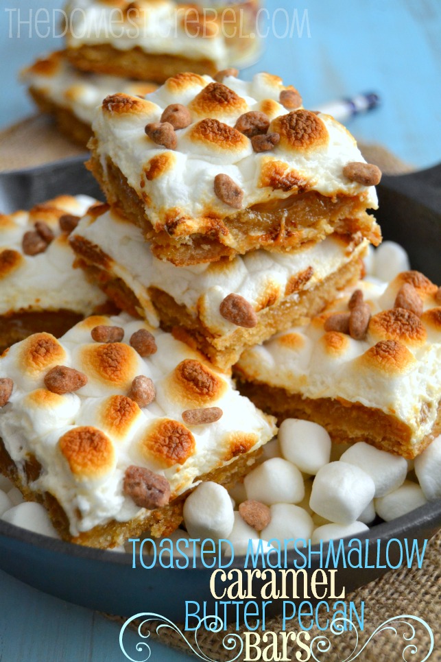 toasted marshmallow caramel butter pecan bars
