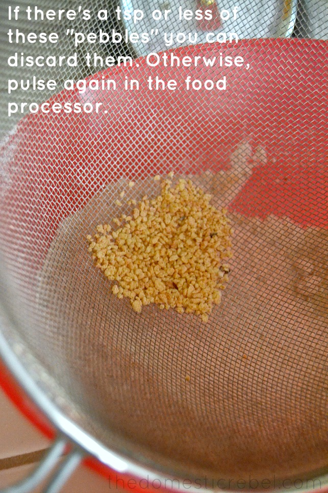 coarse crumbs left behind from sifting dry ingredients