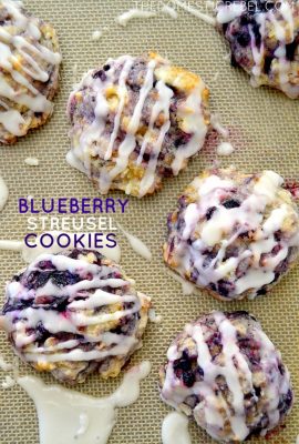 These Blueberry Streusel Cookies are so good, you won't know they came from boxed muffin mix! Hearty, soft pillows of juicy blueberry goodness, they're simple to make and are great for breakfast too!