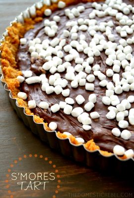 This S'mores Tart is rich, velvety, creamy and chocolaty, topped with sweet marshmallows and nestled on a buttery graham cracker crust. It couldn't be more foolproof, either!