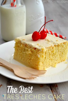 This Tres Leches Cake is truly the BEST and EASIEST cake you'll make! Creamy, fluffy, moist and delicious, this flavorful cake will soon be a new favorite!