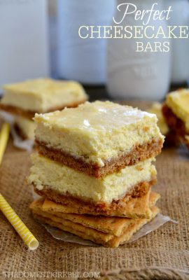 These rich and creamy Perfect Cheesecake Bars are truly the BEST and EASIEST cheesecake bars you'll make! They turn out perfect every time!