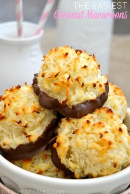 These are the EASIEST Coconut Macaroons you'll ever make! Only 5 simple ingredients you probably have on hand produces the chewiest, sweetest cookies!