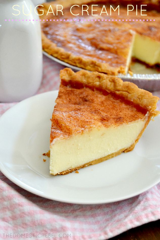 This Sugar Cream Pie tastes like creme brulee in pie form! Buttery, creamy, sugary custard fills a flaky pie crust that's topped with sweet cinnamon sugar. Amazingly heavenly and so easy!