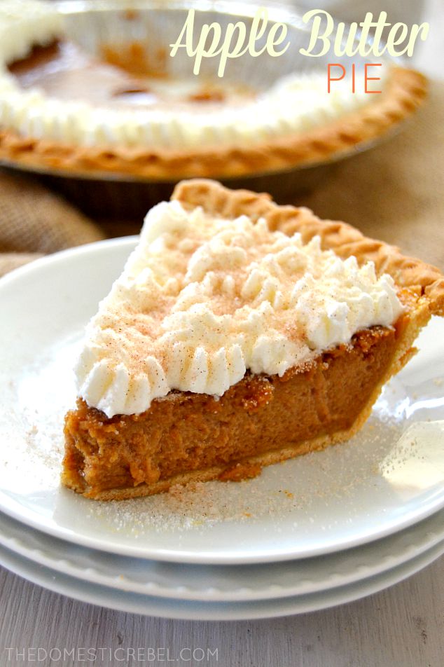 Apple Butter Pie arranged on several white plates