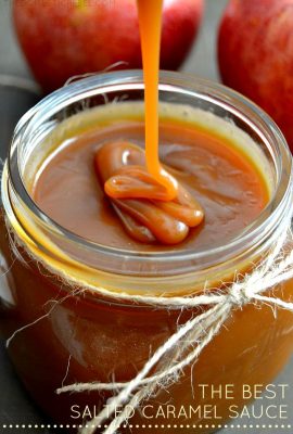 This Homemade Quick & Easy Salted Caramel Sauce is to die for! Rich, creamy, sweet and buttery, it comes together in minutes and is totally foolproof!