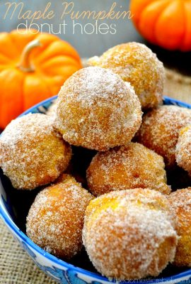 These Maple Pumpkin Donut Holes are so easy to whip up and even easier to eat! Perfectly spiced, scented with maple syrup and packed with pumpkin flavor, they'll soon become a new fall staple!