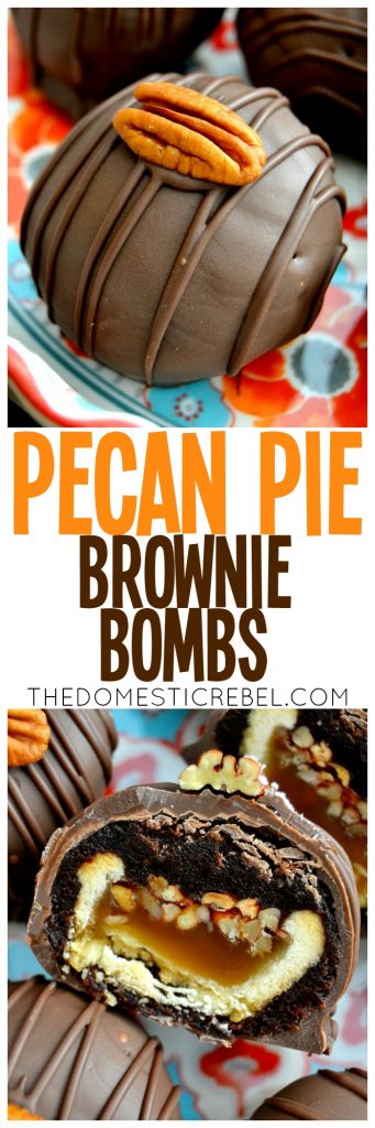 pecan pie brownie bombs collage