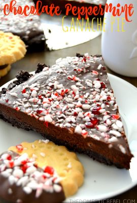 This Chocolate Peppermint Ganache Pie is rich, smooth, ultra decadent and SO EASY to make! Impress all your guests this holiday season with this simple, gorgeous pie!