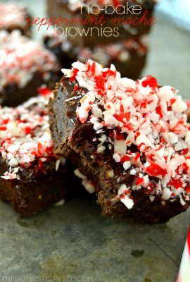 These No-Bake Peppermint Mocha Brownies are ultra fudgy, super chewy and loaded with rich chocolate, espresso and peppermint flavors. They're EASY, taste delicious, and save you oven space!
