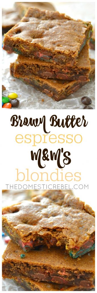 Brown Butter Espresso M&M Blondies collage