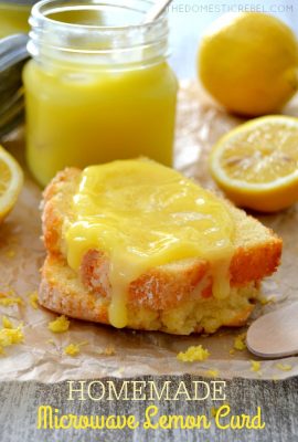 This EASY Homemade Microwave Lemon Curd is SO simple and tastes DIVINE. 5 ingredients, made in minutes, and is buttery, zesty, bright and lemony. Spread it on pancakes, scones, muffins, in between cake layers, or eat by the spoonful!