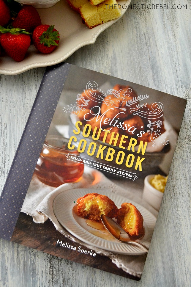 Melissa's Southern Cookbook on wood background