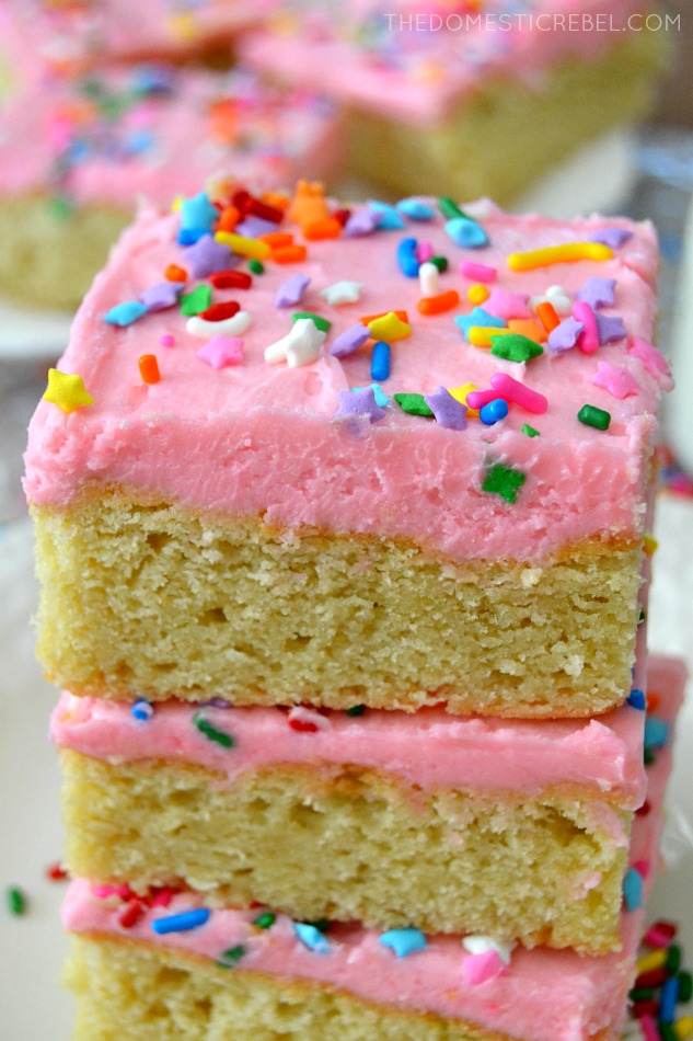 Sugar Cookie Bars stacked up close