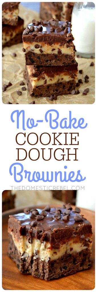 No-Bake Cookie Dough Brownies collage
