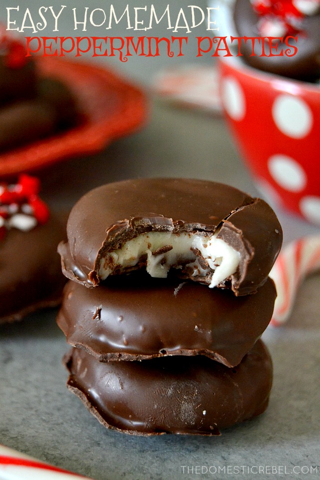 peppermint patties stacked on metal with candy canes