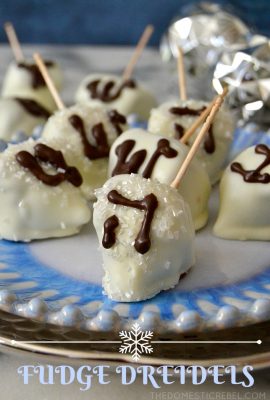 These No-Bake Fudge Dreidels are wonderful for Hanukkah! Chocolate fudge and Hershey Kisses combine to create these unique treats covered in creamy white chocolate and sprinkles. So easy and fun to make with kids!