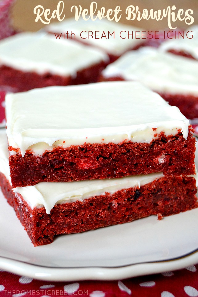 Dam evaluerbare Geologi Soft & Chewy Red Velvet Brownies with Cream Cheese Frosting | The Domestic  Rebel