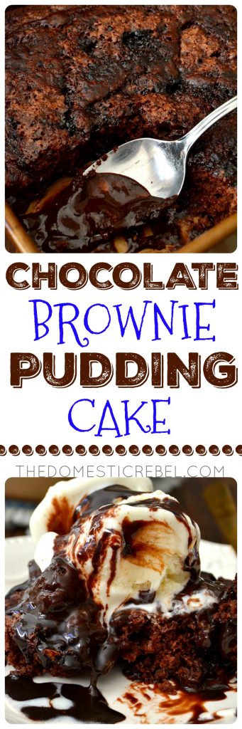 CHOCOLATE BROWNIE PUDDING CAKE COLLAGE.