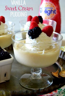 This Homemade Vanilla Sweet Cream Pudding is made with a secret ingredient: coffee creamer! It yields such a flavorful, silky-smooth pudding that tastes like melty vanilla ice cream! Easy, made entirely from scratch and can be made with any flavor of coffee creamer! #InDelight #CreamerNation #ad