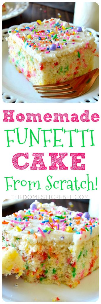 HOMEMADE FUNFETTI CAKE FROM SCRATCH! COLLAGE