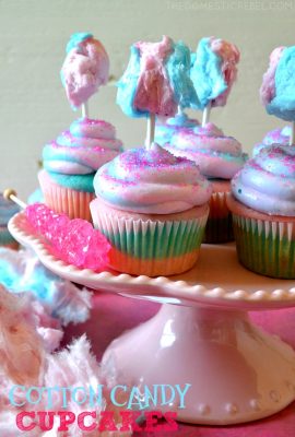 These Cotton Candy Cupcakes are so delicious and the BEST I've tried! Moist and fluffy cotton candy-flavored cupcakes topped with a swirl of pastel cotton candy buttercream and fluffy cotton candy pop! Perfect for any occasion such as kids parties, bake sales, and more, and SO EASY!