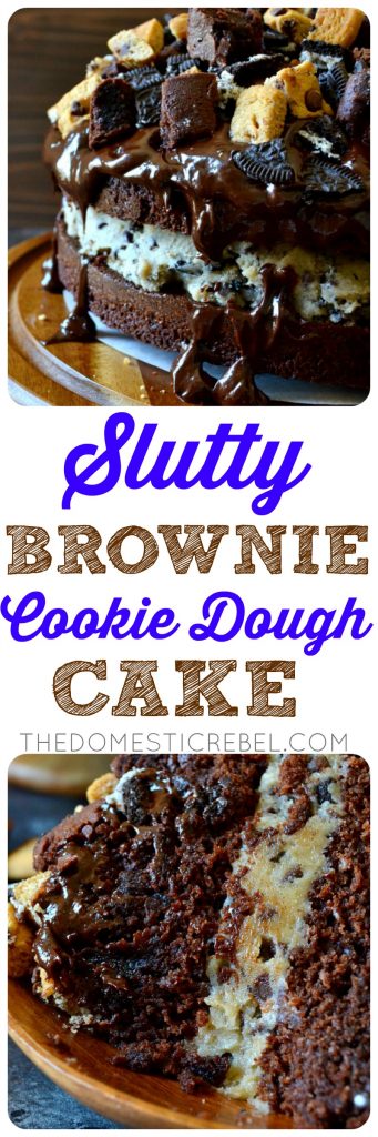 SLUTTY BROWNIE COOKIE DOUGH CAKE COLLAGE