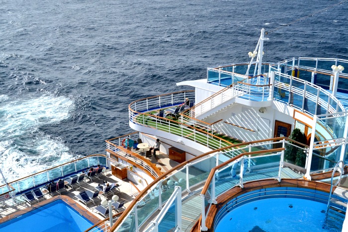 overhead view of the top deck of Ruby Princess
