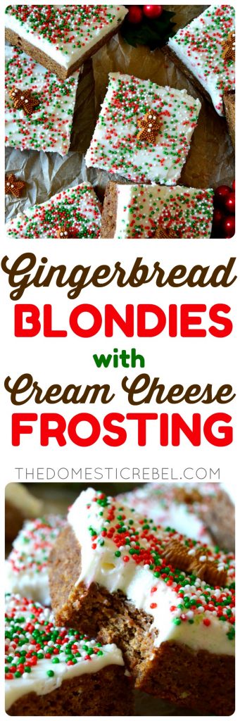 gingerbread blondies with cream cheese frosting