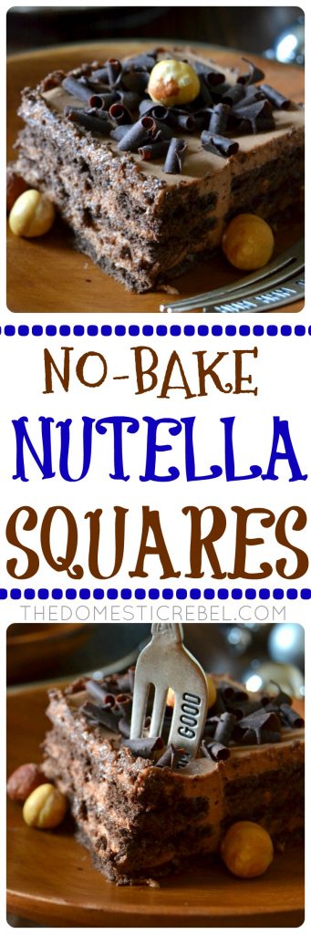 no-bake nutella squares collage