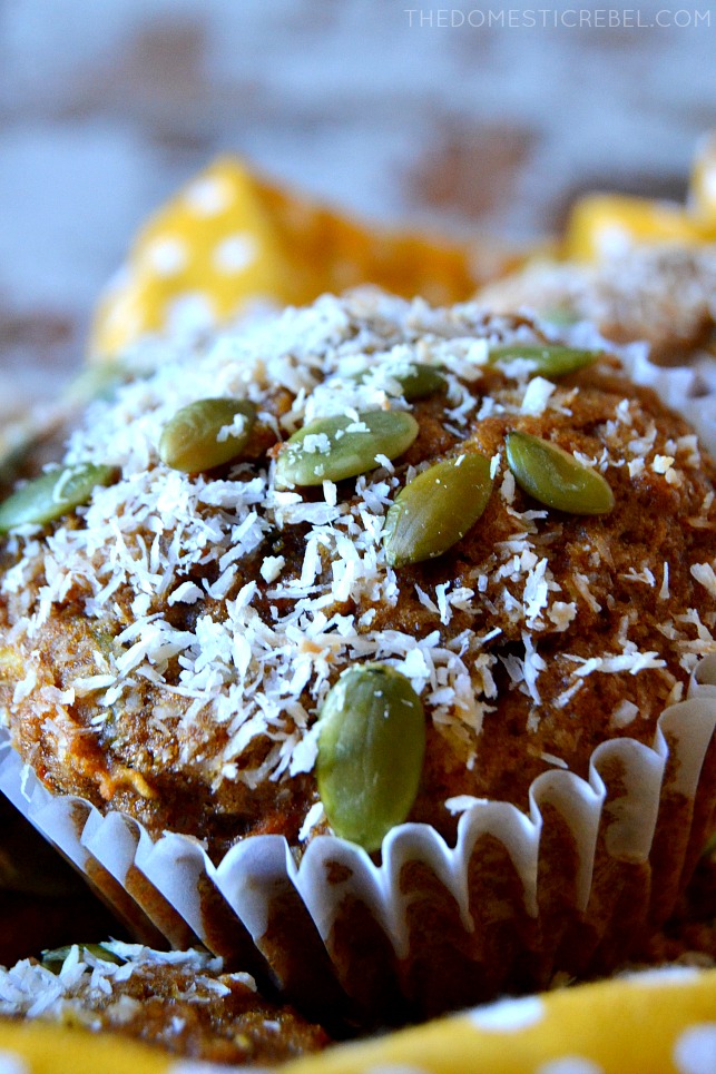 close up of the top of the morning glory muffin