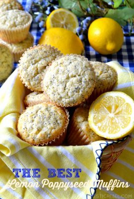 These are the BEST Lemon Poppyseed Muffins I've tried! Moist, fluffy and tender, they're bursting with fresh lemon zest and juice and crunchy poppyseeds. You need this recipe!