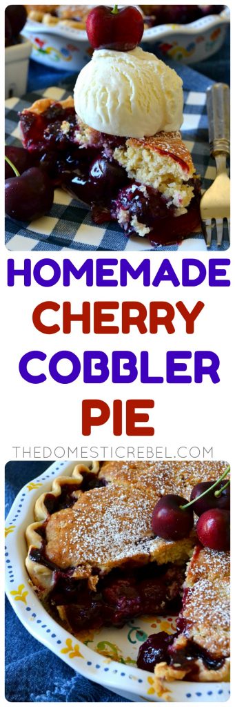 homemade cherry cobbler pie collage 