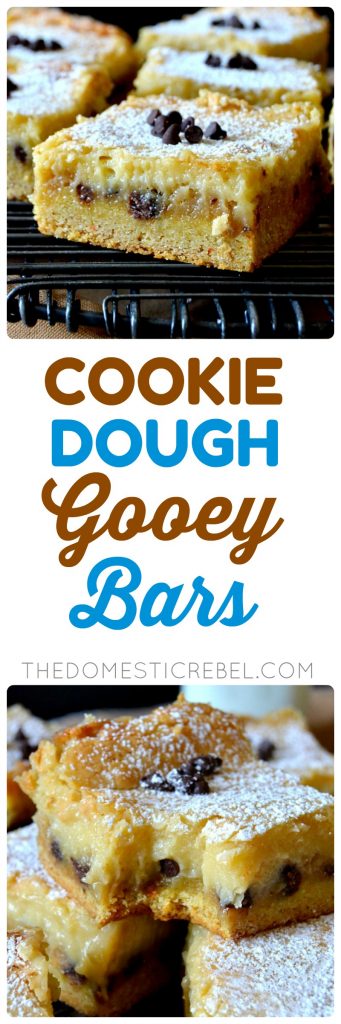 cookie dough gooey bars collage 