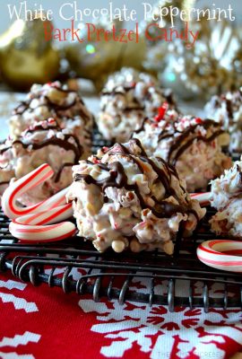 White Chocolate Peppermint Bark Pretzel Candy is a delicious mouthful that will soon become a family favorite! Sweet, salty, crunchy, creamy, and minty goodness made with only a few simple ingredients you probably have on hand! Makes a huge batch and is so festive for the holidays!