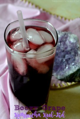 This Boozy Grape Kombucha Kool-Aid is a fun grown-up drink that tastes just like grape punch but made with fizzy, sparkling kombucha! Sweet, fruity, with a hint of tart tangy-ness from the kombucha, it perfectly represents Aquarius in my Zodiac Cocktail series!