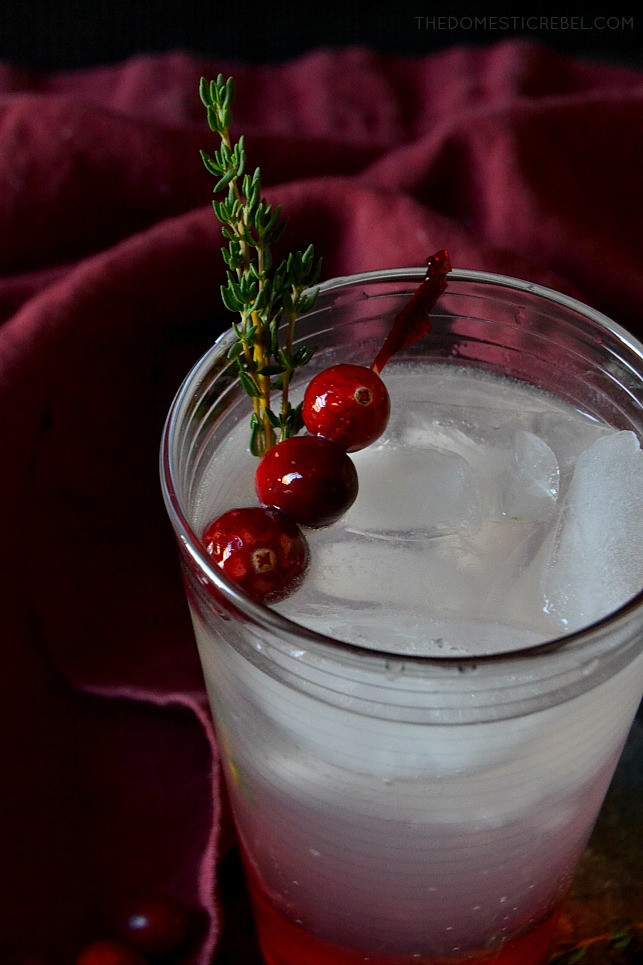 This Cranberry Thyme Vodka Lemonade is fizzy, earthy, bright and refreshing with a hint of sweetness from the homemade cranberry thyme syrup. It reminds me of a headstrong Capricorn who appreciates tradition! 