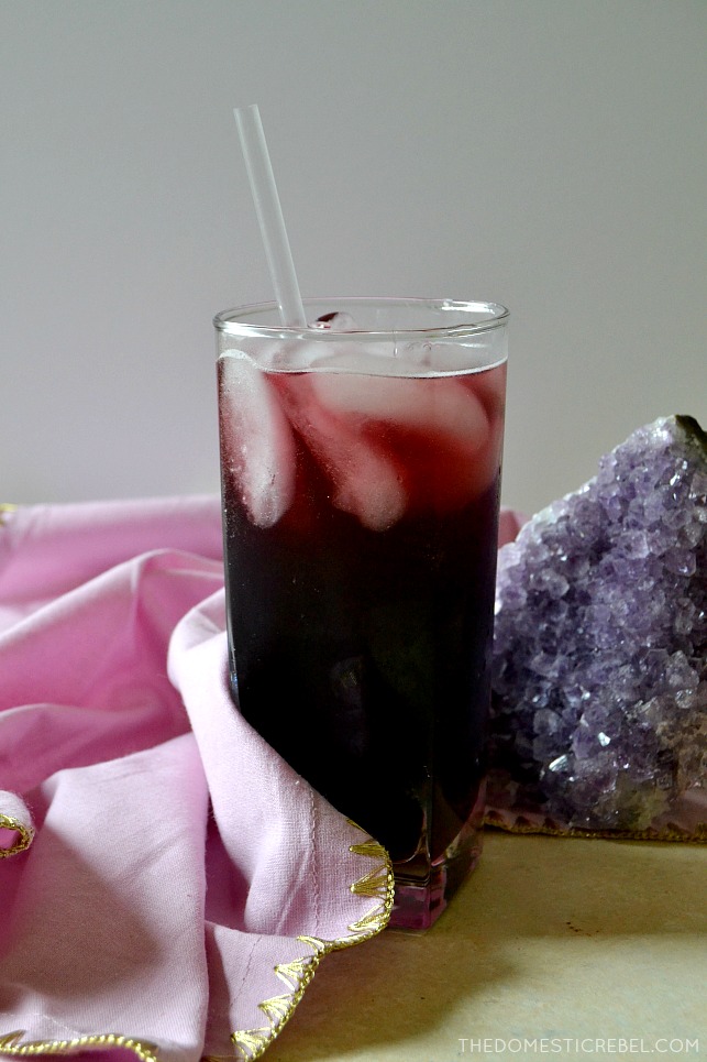 This Boozy Grape Kombucha Kool-Aid is a fun grown-up drink that tastes just like grape punch but made with fizzy, sparkling kombucha! Sweet, fruity, with a hint of tart tangy-ness from the kombucha, it perfectly represents Aquarius in my Zodiac Cocktail series! 