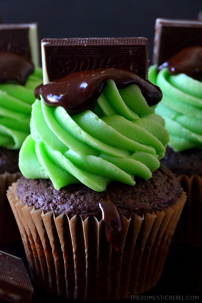 Andes Mint Cupcakes are easy, decadent, delectable moist fudge cupcakes topped with a sweet mint buttercream and rich chocolate ganache! Simple, perfect, and flavorful, they're the perfect homage to the after dinner mint everyone loves!