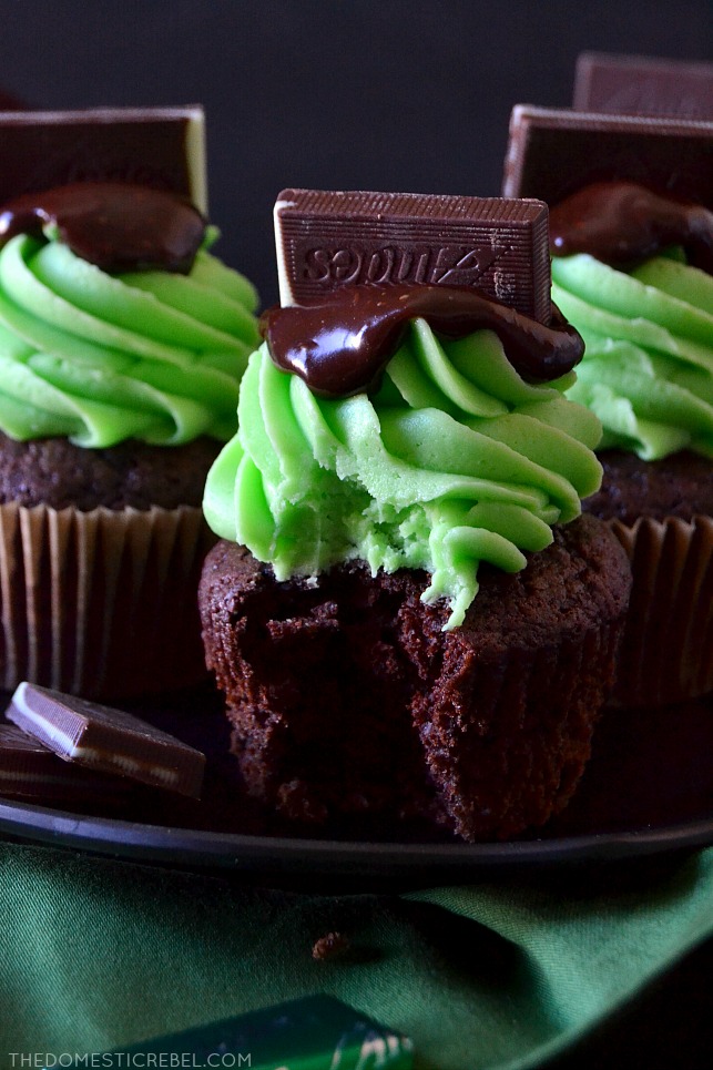 Andes Mint Cupcakes are easy, decadent, delectable moist fudge cupcakes topped with a sweet mint buttercream and rich chocolate ganache! Simple, perfect, and flavorful, they're the perfect homage to the after dinner mint everyone loves!