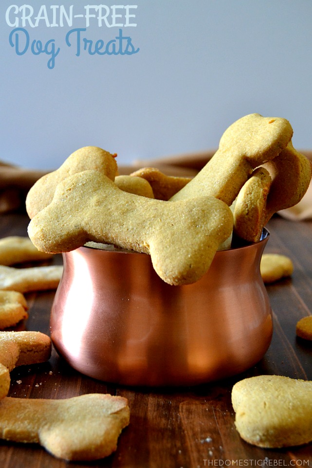 These Grain-Free Homemade Dog Cookies are super simple, come together in minutes and are perfect for pups with allergies! Made with banana, coconut flour, chickpea flour, eggs, and peanut butter, they taste great, too!