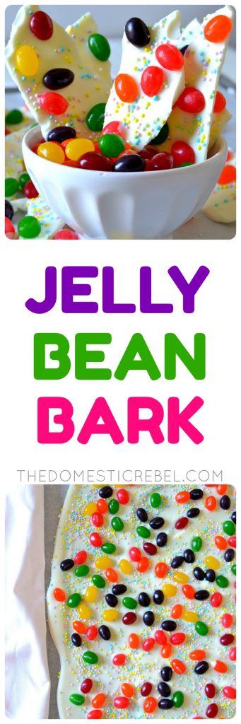 This 2-Ingredient Jelly Bean Bark is easy, fast and fun to decorate with kids for Easter treats and gifts! Just two simple ingredients and it's made from start to finish in minutes! 