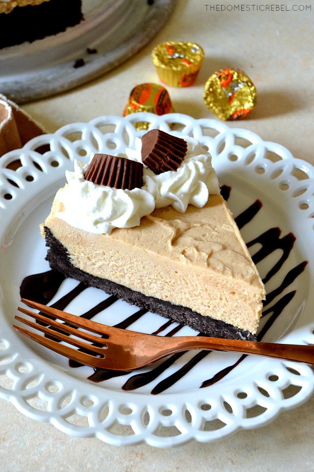 This No-Bake Peanut Butter Pie is a can't miss recipe for the summertime! Rich, creamy, smooth and decadent, it's entirely no-bake and satisfies every sweet craving! You'll love the dreamy peanut butter filling and the buttery Oreo cookie crust in every bite! 